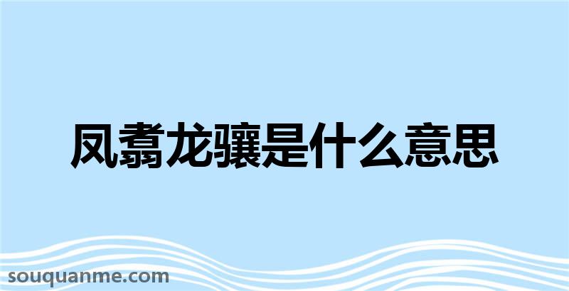 凤翥龙骧是什么意思 凤翥龙骧的拼音 凤翥龙骧的成语解释